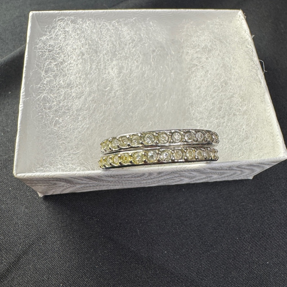 Chico’s Silver Rhinestone Ring Set - Picture 2 of 5